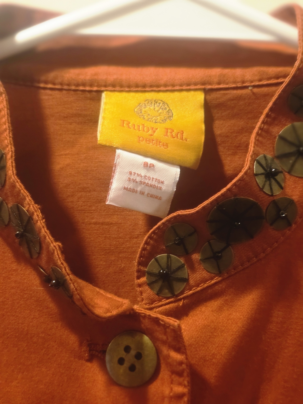 Ruby Rd. Rust Orange Button-Front Jacket - Picture 5 of 9